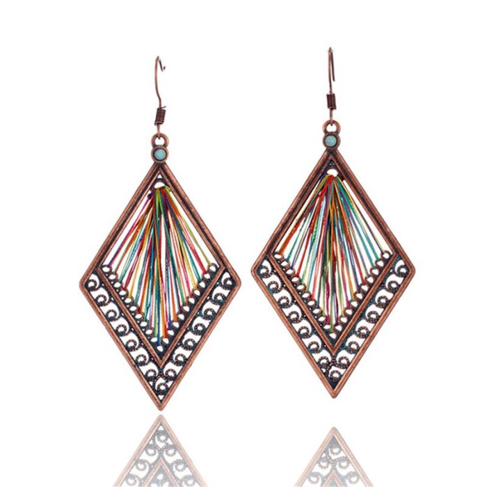 Creative Retro Hollow Angel Wings Earrings Women's Colorful Woven Earrings European and American Popular Handmade Ornament
