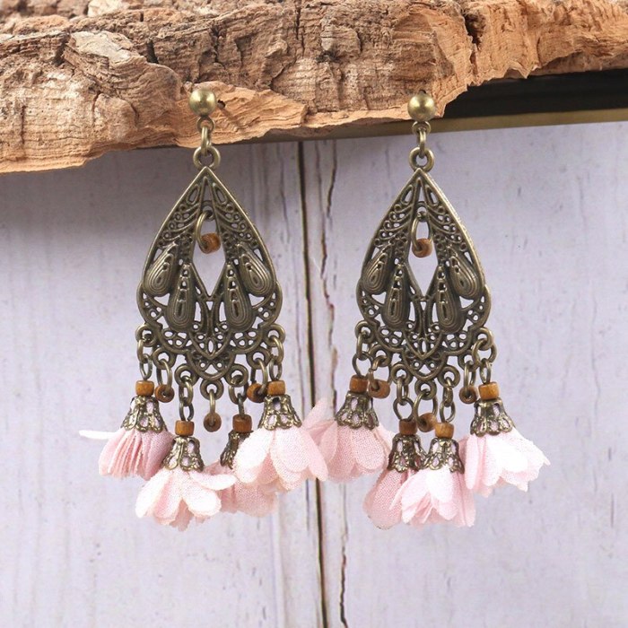 Korean Style Flower Earring Accessories Women Bohemian Fashion Geometric Earrings Cross-Border Personalized Ear Jewelry