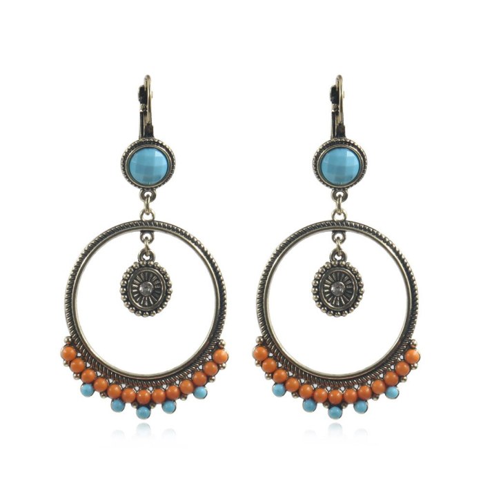 Hot Sale Bohemian Style Earrings for Women Vintage Stylish round Wooden Bead Earrings European and American Popular Jewelry