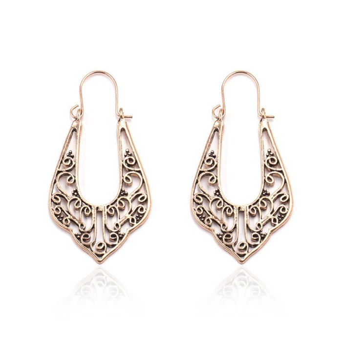 Europe and America Cross Border Metal Alloy Earrings Women Vintage Geometric Earrings Silver Gold Leaf Earrings