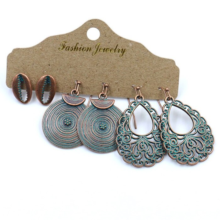 Antique Copper Earrings Hot Sale Jewelry Set Combination round Retro Earrings Jewelry Wholesale
