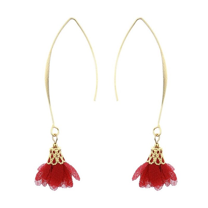 Original Red Earrings Women's Graceful and Fashionable Multi-Element Creative Stud Earrings Simple Personality Tassel Earrings