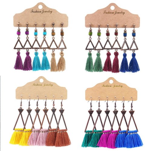 Fashion Bohemian Tassel Earrings Multi-Pair Suit Women's Popular Accessories New Accessories