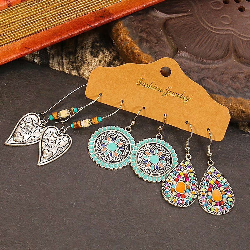 Cross-Border Europe And America Creative New Tassel Earrings Set Combination Jewelry Bohemian Earrings