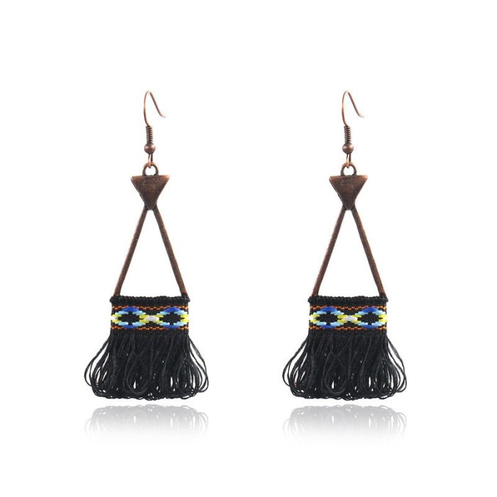 Bohemian Exotic Ethnic Style Simple Triangle Cotton Ear Winding Tassel Earrings