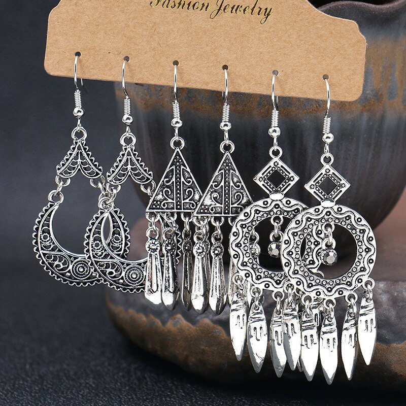 Fashion Metal Earrings Baroque Personal Accessories Retro Matte New Splendid European and American Earrings Eardrop Jewelry
