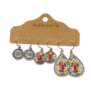 European and American New Earrings Set Bohemian Geometric Metal Earrings Retro Tassel Earrings 3-Piece Set