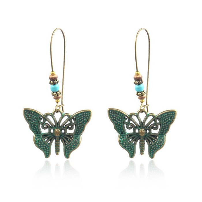 Popular Big Ornament European and American Fashion Ear Hook Butterfly Pendant Earrings Female Creative Alloy Earring Wholesale