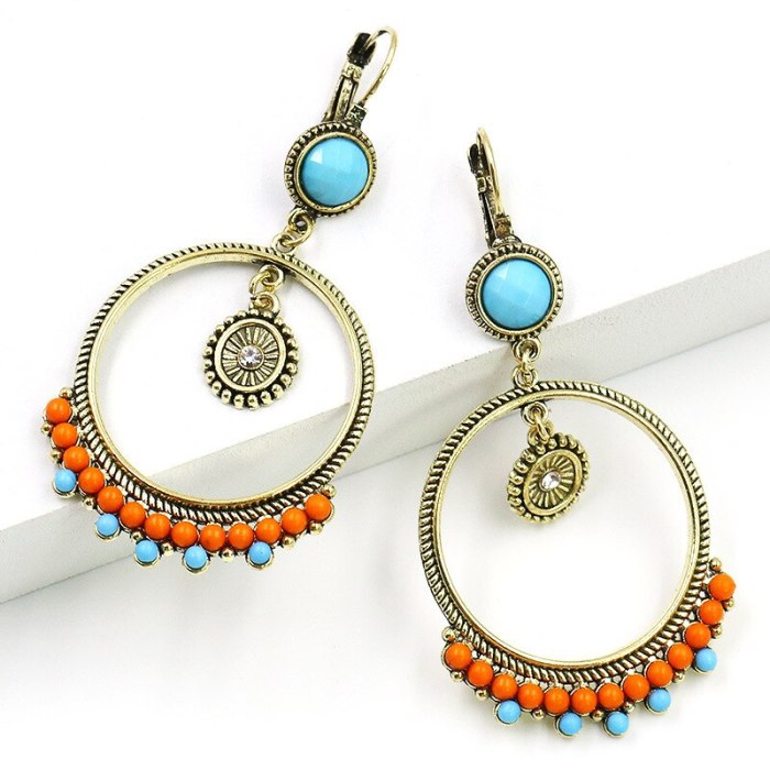 Hot Sale Bohemian Style Earrings for Women Vintage Stylish round Wooden Bead Earrings European and American Popular Jewelry