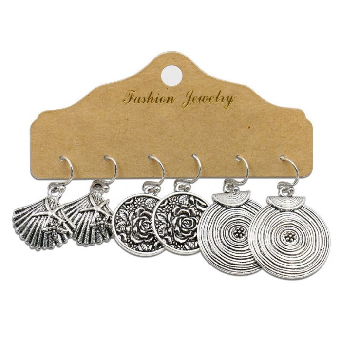 Earrings Multi-Pair One Card Women's European and American Fashion Owl Wings Earrings Silver Combination Accessories