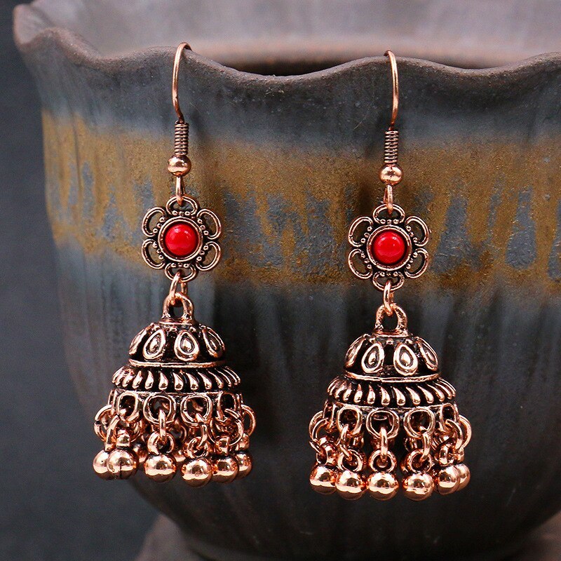 Bell Eardrops Earrings Female Creative Nepal Gold Silver Accessories Bohemian Metal Tassel Earrings 0563