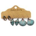 European and American New Earrings Set Bohemian Geometric Metal Earrings Retro Tassel Earrings 3-Piece Set