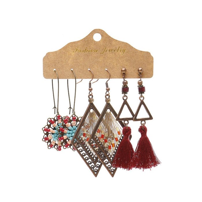 Three-Piece Earrings Set Wholesale Ornament Metal Accessories Drop-Shaped Drop Oil Eardrop Earring Set Combination