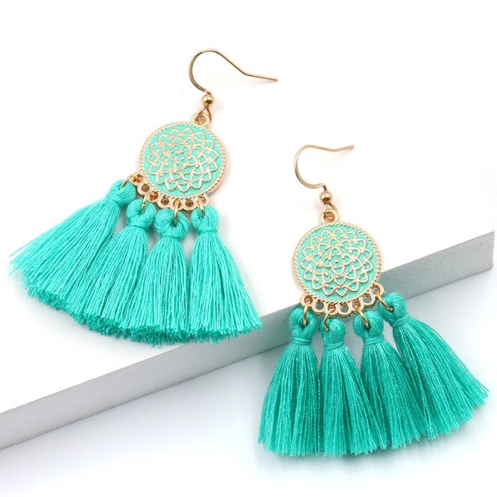 New Tassel Earrings Fashion Gorgeous Colorful Dripping Oil Earrings Bohemian Style Spring and Summer Vacation Jewelry Women