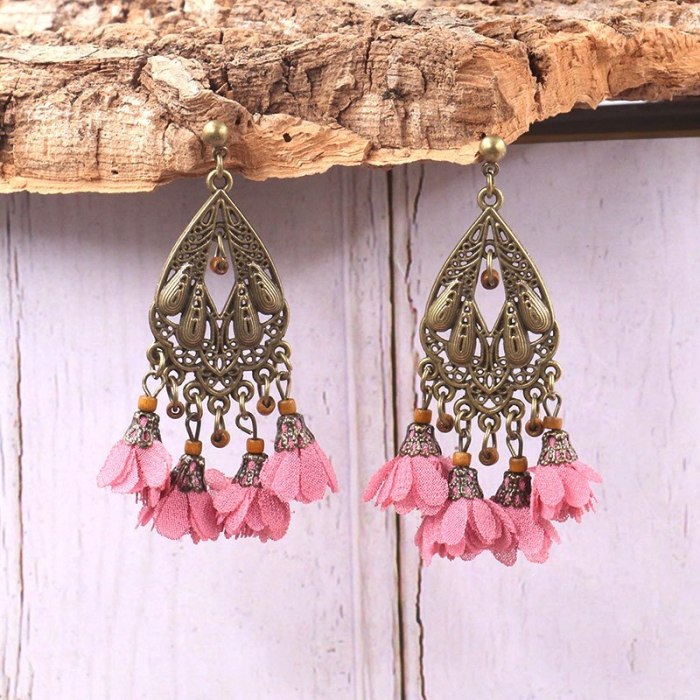 Korean Style Flower Earring Accessories Women Bohemian Fashion Geometric Earrings Cross-Border Personalized Ear Jewelry