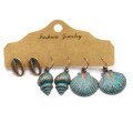 Ethnic Earrings Women's Bohemian Dripping Oil Rhinestone Earrings 3 Pairs Combination Ornament