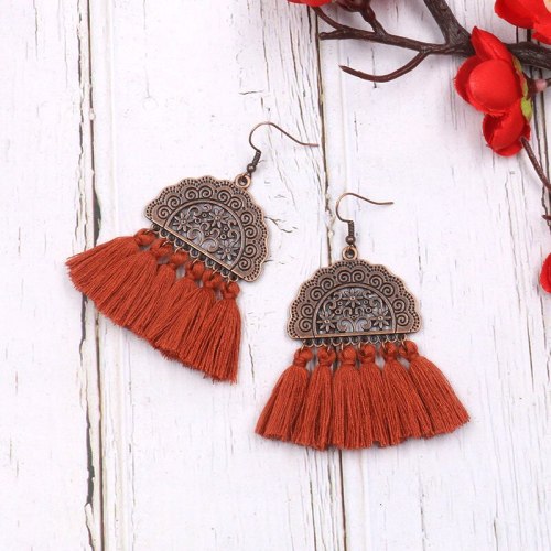 Bohemian Eardrops Long Splendid European and American Earrings New Vintage Alloy Creative Tassel Earrings Wholesale