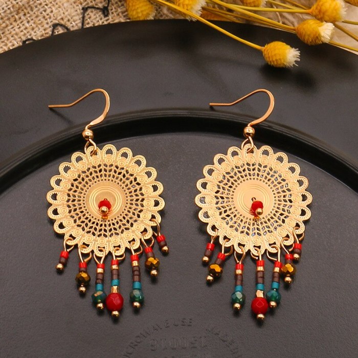 New Arrival Crystal Earrings for Women European and American Trendy Court Style Earrings Vintage Gold Tassel Eardrop Jewelry