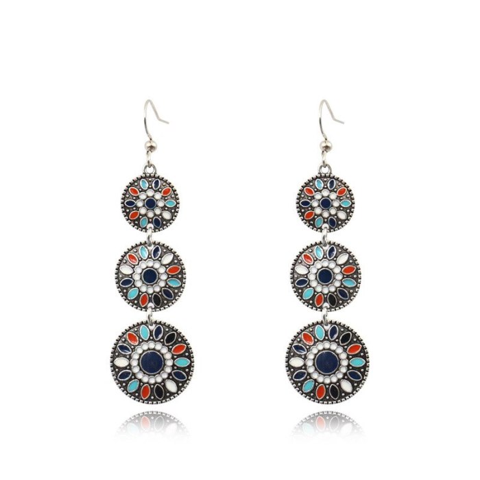 New Arrival Earrings European and American Popular Dripping Accessories Fashion Multi-Layer round Earrings Long Earrings