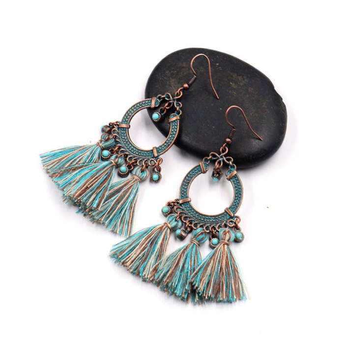 Bohemian Holiday Accessories European and American Fashion Alloy Earring Long Fringe Earrings Ladies Personalized Jewelry