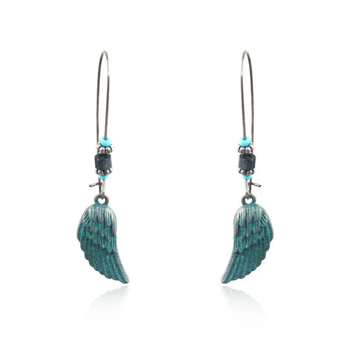 Cross-Border Hot Sale European and American Stylish round Metal Alloy Earrings Female Creative Big Ear Hook Turquoise Ear Rings