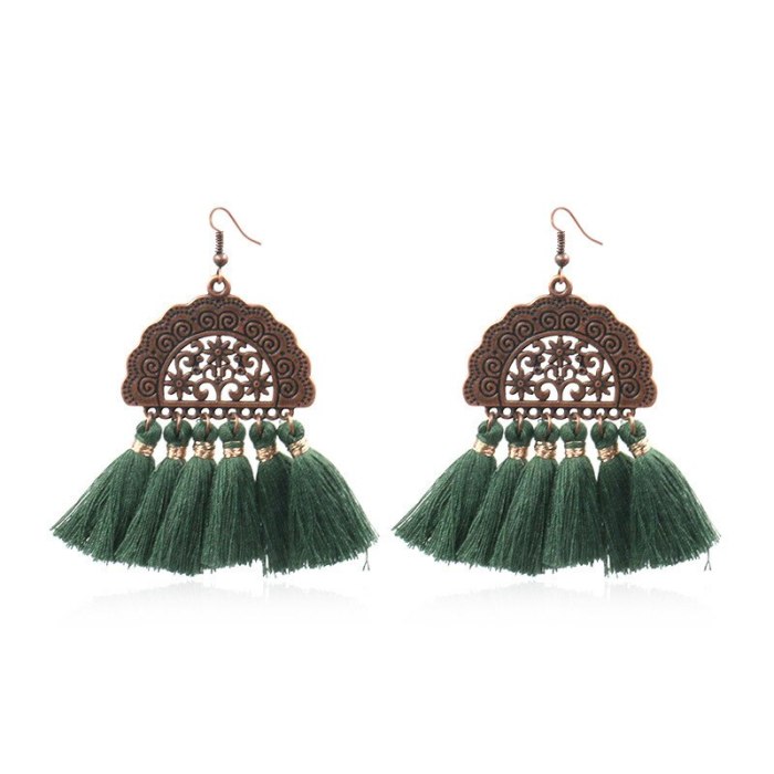 Bohemian Fashion Long Tassel Earrings Personality Retro Water-Drop Eardrops Exquisite Bead Accessories Wholesale