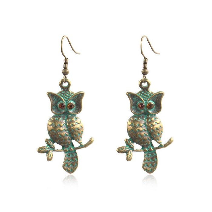 Hot Sale Personality Owl Earrings Female Long Retro Earrings European and American Trendy Jewelry Wholesale