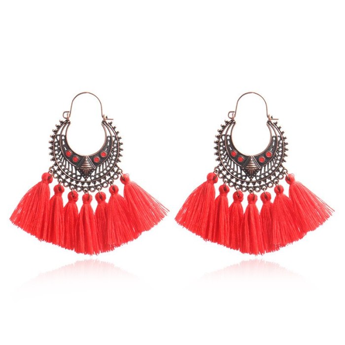 Bohemian Fashion Long Tassel Earrings for Women European and American Earrings Bead Cross-Border Hot Sale Bead Accessories