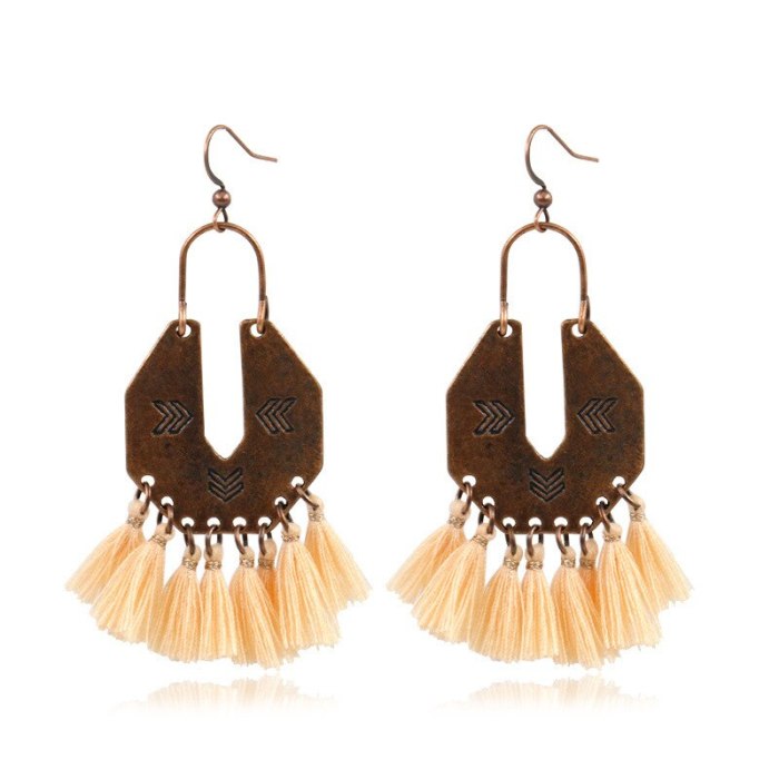 Bohemian Fashion Long Tassel Earrings Personality Retro Water-Drop Eardrops Exquisite Bead Accessories Wholesale