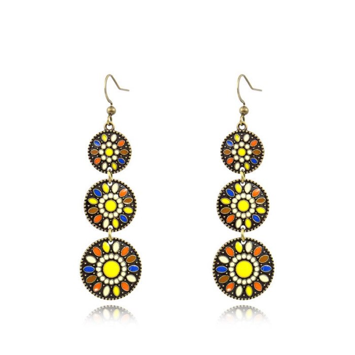 New Arrival Earrings European and American Popular Dripping Accessories Fashion Multi-Layer round Earrings Long Earrings