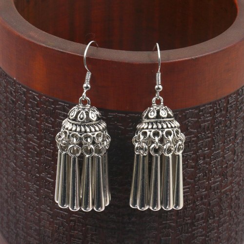 European and American Personalized Gypsy Ethnic Earrings Fashion Antique Silver Tassel Earrings Cross-Border Bohemian Ornament