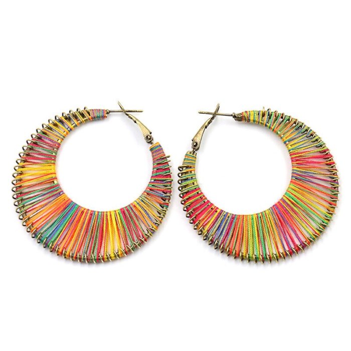 Bohemian Colorful Handmade Winding Earrings Original Circular Earrings Personalized European and American Accessories