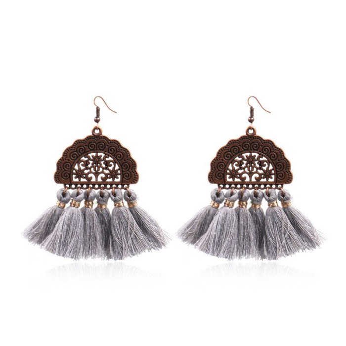 Bohemian Fashion Long Tassel Earrings Personality Retro Water-Drop Eardrops Exquisite Bead Accessories Wholesale
