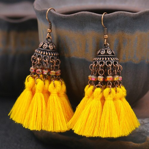 Cross-Border Crystal Earrings European and American High Profile Retro Fashion Multi-Layer Tassel Pendant Bohemian Earrings