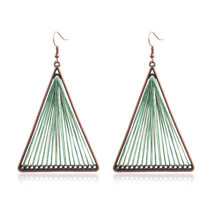 European and American Triangle Metal Alloy Earrings Creative Hand Weaving Earrings Bohemian Fashion Hollowed-out Ornament