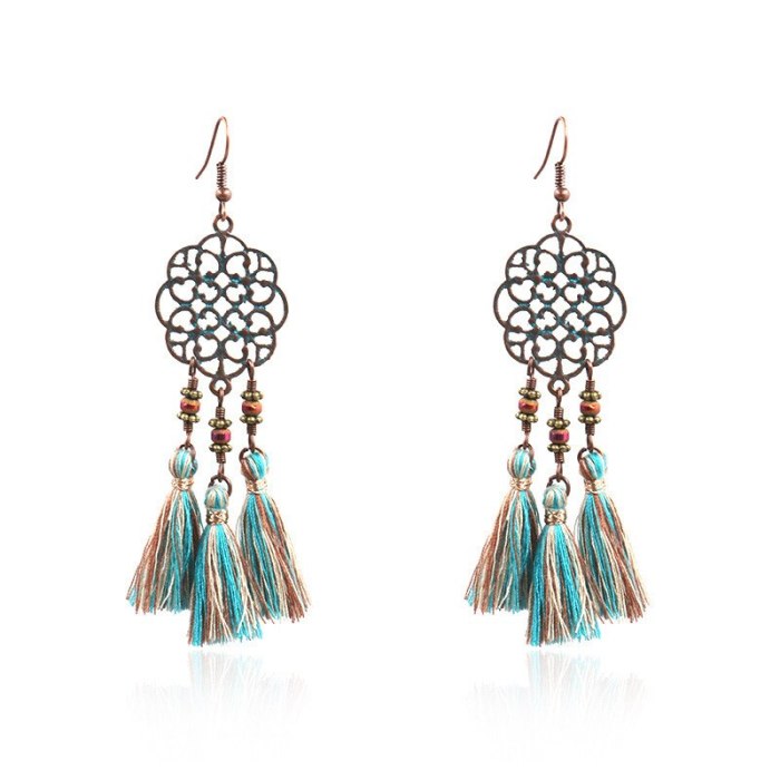 Bohemian Holiday Accessories European and American Fashion Alloy Earring Long Fringe Earrings Ladies Personalized Jewelry