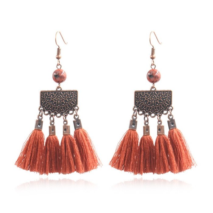 Hot Sale Tassel Earrings Wholesale European and American Popular Ornament Natural Agate Accessories Women's Ornament Wholesale
