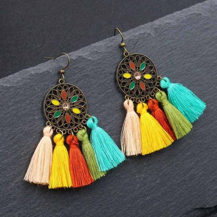 Hot Sale European And American Fashion Tassel Earrings Women Bohemian Ethnic Style Accessories Popular Earrings Jewelry