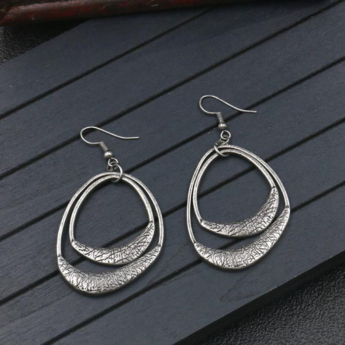 European and American Current Geometry Alloy Earring Women's Popular Asian Gold Silver Earrings Women's Exaggerated Jewelry