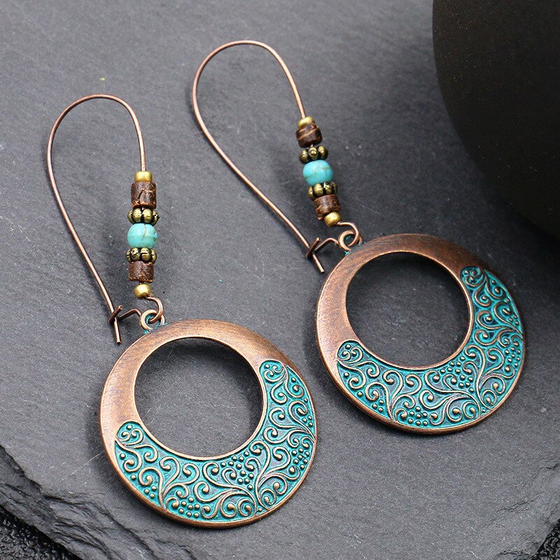 Retro Distressed Metal Alloy Earrings Women's European and American Fashion Exaggerated Circular Earrings Personal Accessories