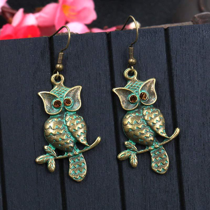Hot Sale Personality Owl Earrings Female Long Retro Earrings European and American Trendy Jewelry Wholesale