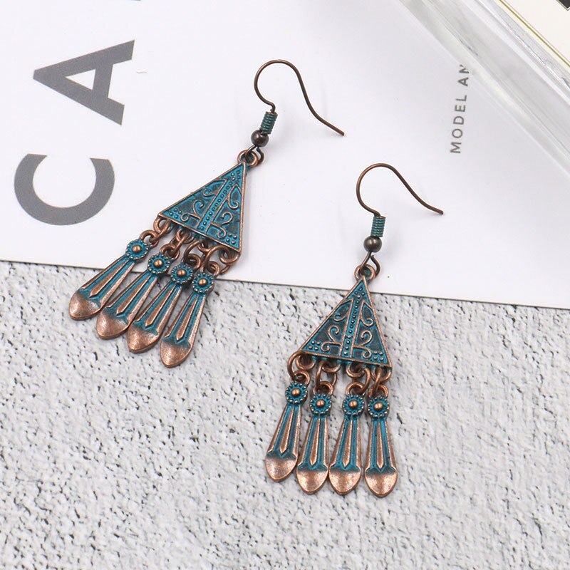 European and American Vintage Fashion Alloy Earring Women's Retro Personalized Tassel Earrings Hot Sale Popular Ornament