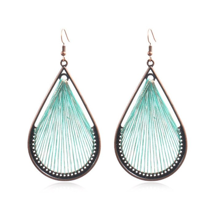 Fashion Hand-Woven Earrings Fashion Retro Big Circle Earrings Women Bohemian Hollow Ornament Wholesale