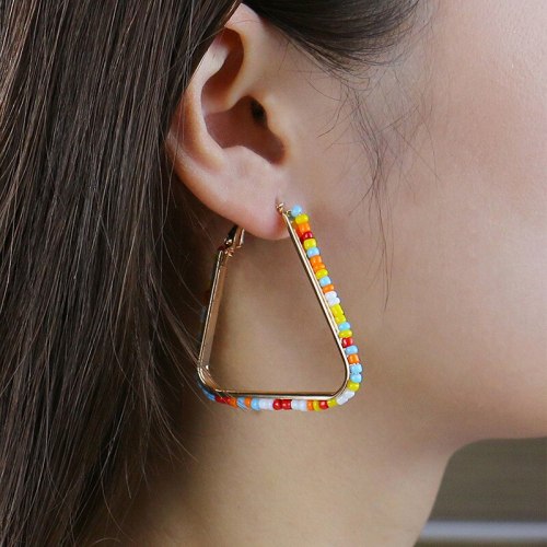 Ornament Europe and America Cross Border Colorful Large Bead round Triangle Circle Geometry Ins Earrings