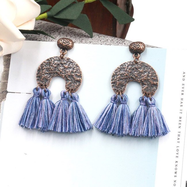 Cross-Border Hot Sale Tassel Earrings Women's European and American Fashion Long Jewelry Bohemian Retro Exaggerated Earrings