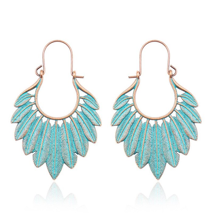 Vintage Earrings European and American Alloy Woven U-Shaped Flower Basket Exaggerated Carved Eardrops Earrings Wholesale