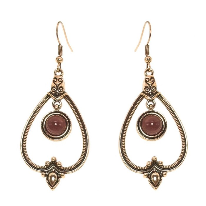 Ethnic Style Baroque Earrings Women 'S Exotic Hollow Carved Accessories Bohemian Palace Style U-Shaped Ornament