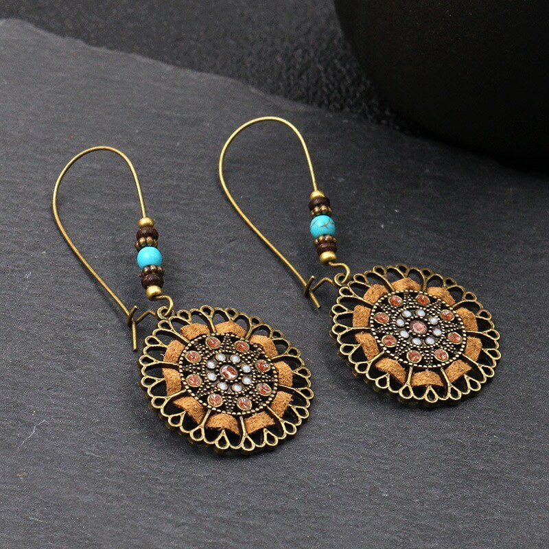 Cross-Border Niche Ethnic Style Earrings Female Hollow Alloy Earring European and American Original Jewelry Wholesale