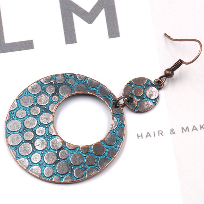 Fashion Vintage Earrings Personality Double Circle Metal Alloy Earrings European and American Women Exaggerated Jewelry
