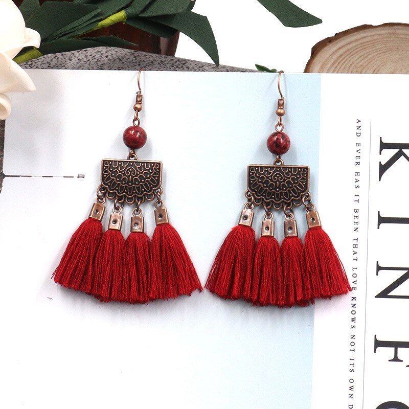 Hot Sale Tassel Earrings Wholesale European and American Popular Ornament Natural Agate Accessories Women's Ornament Wholesale